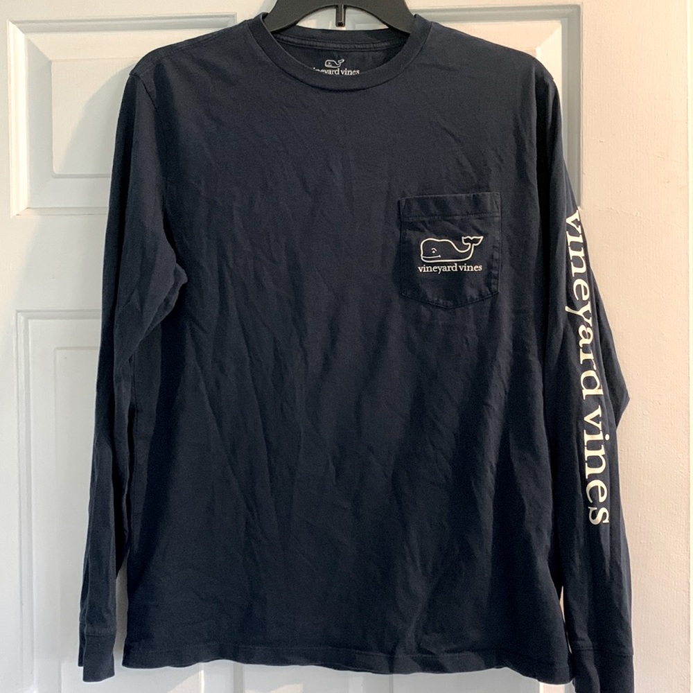 Vineyard Vines Navy Long Sleeve Fireworks, VV, whale, small